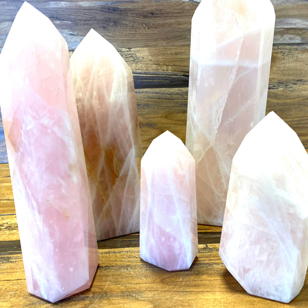 Wholesale Rose Quartz Polished Pillars 8-12"-Pillars-Angelic Healing Crystals Wholesale