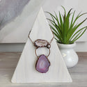 Agate Geode Pendant Necklace Double Stone with Antique Bronze Chain-Necklaces-Angelic Healing Crystals Wholesale