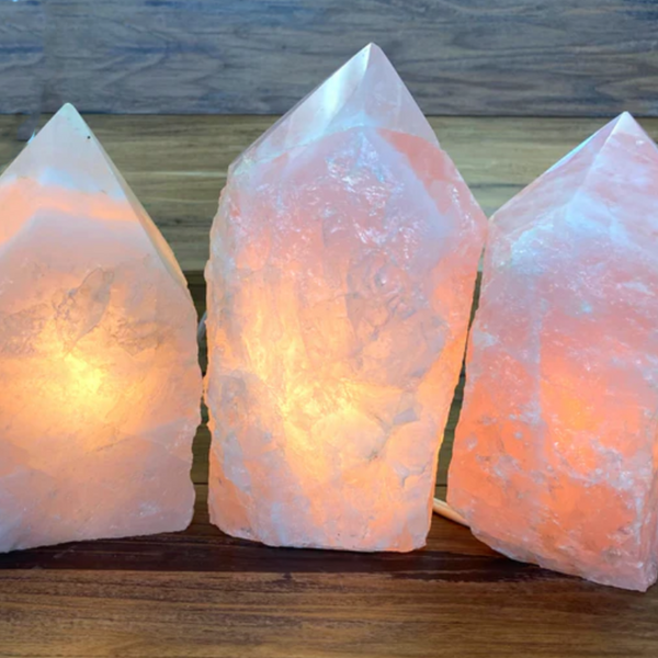 Rose Quartz Polished Point Lamp with bulb and cord-Lamps-Angelic Healing Crystals Wholesale