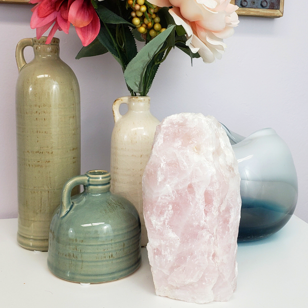 Rough Rose Quartz Lamp with bulb and cord-Lamps-Angelic Healing Crystals Wholesale