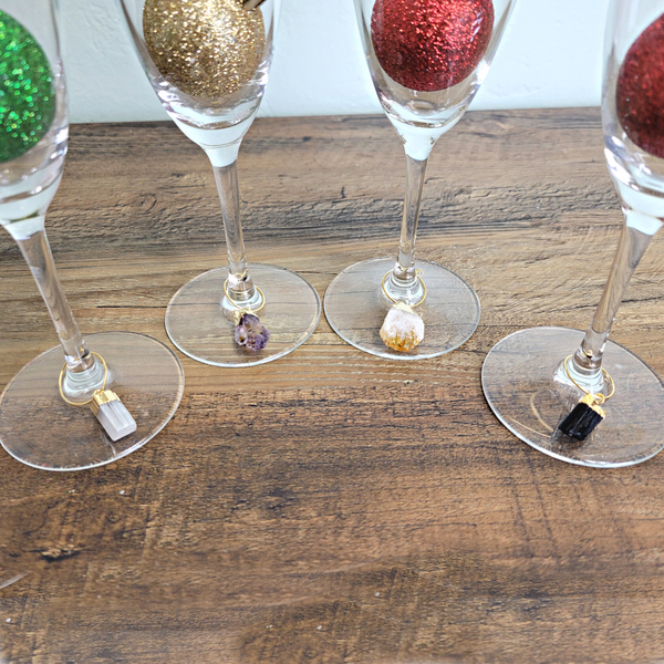 Wine Glass Charms Set of 4-Agate or Assorted Gemstones-Wine Glass Charms-Angelic Healing Crystals Wholesale